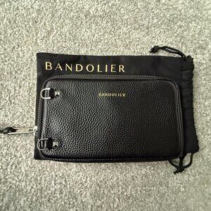 Bandolier Grace Expanded Pouch Pebbled Black Leather wSilver Hardware